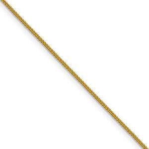 0.8mm 14k Yellow Gold Diamond Cut Square Wheat Chain Necklace, 18 Inch
